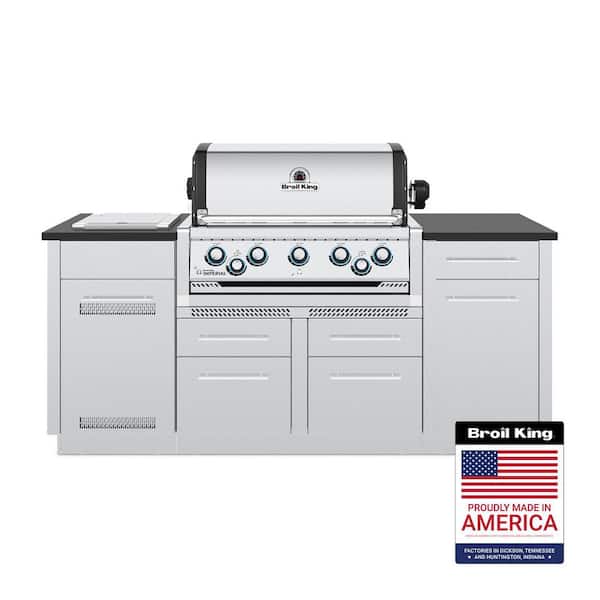 Imperial S 590i 5-Burner Built-In Island Propane Gas Grill with Side Burner and Rear Rotisserie Burner