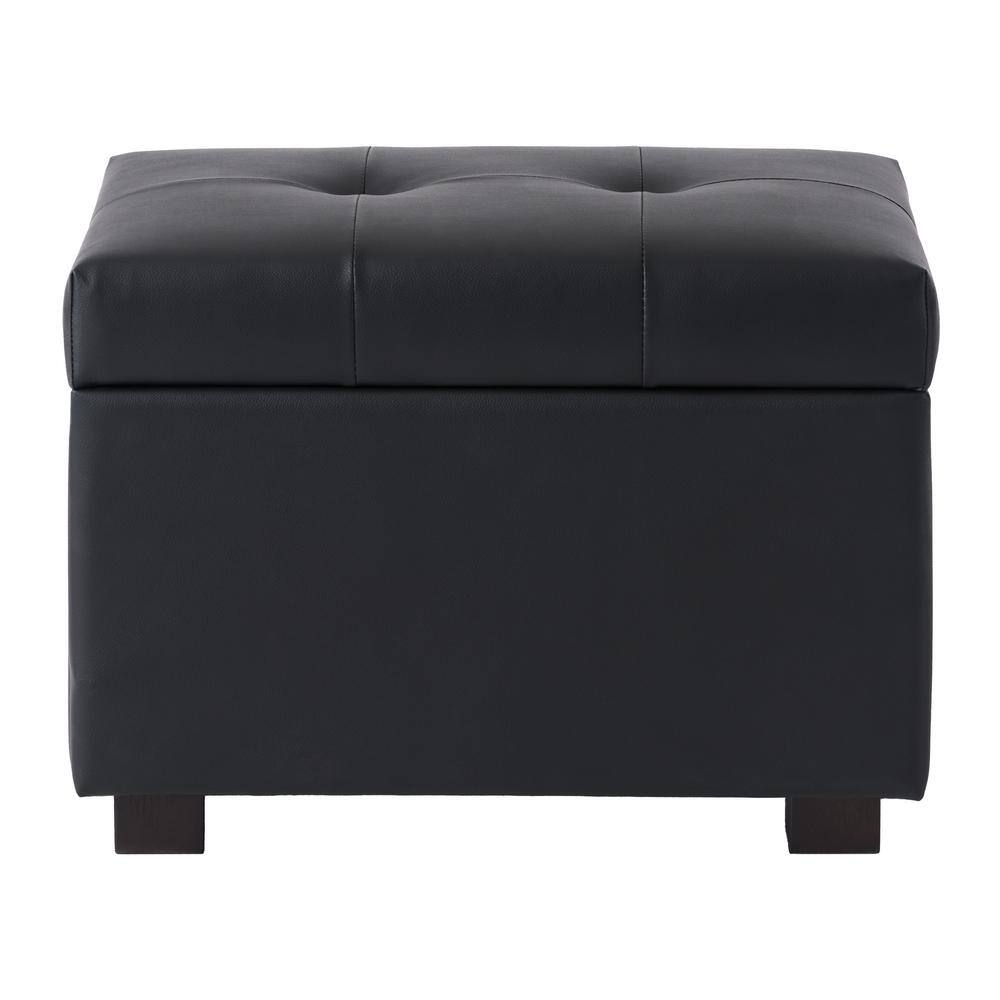 CorLiving Asha Black Vegan Leather Small Storage Ottoman LAD-806-O ...