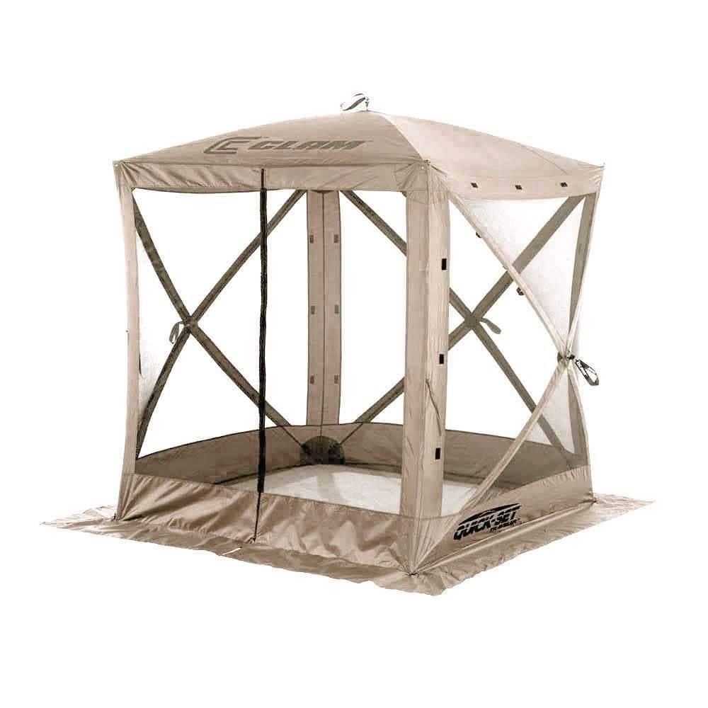 Quick-Set Tan Portable Outdoor Camp Shelter with Wind Panels