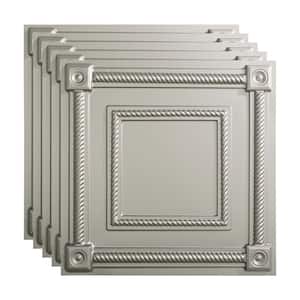 Coffer 2 ft. x 2 ft. Argent Silver Lay-In Vinyl Ceiling Tile (20 sq. ft.)