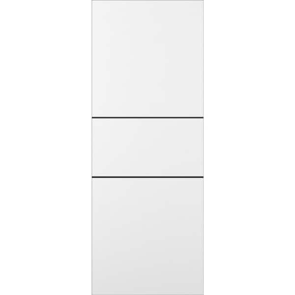 Stella 2H 26 in. x 80 in. No Bore Snow White Finished with Aluminum Strips Solid Core Composite Interior Door Slab