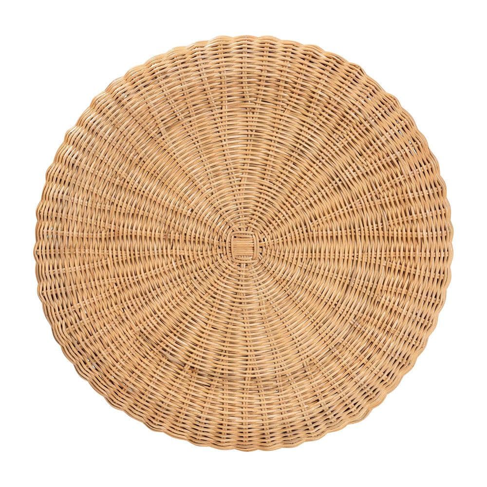 Avalon 22 in. Light Honey Round Rattan Wicker End Table - thumbnail 2