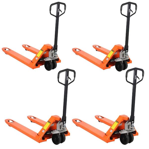 TORY CARRIER 5,500 lbs. Load Capacity (4-Pack) Manual Pallet Truck with 48 in. x 21 in. Fork Size 7.3 in. Fork Max Lift Orange