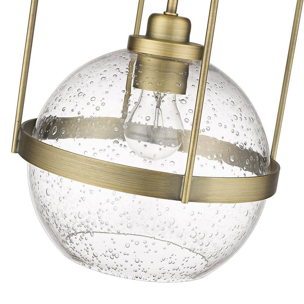 Devonshire Antique Brass Pendant with Seeded Glass