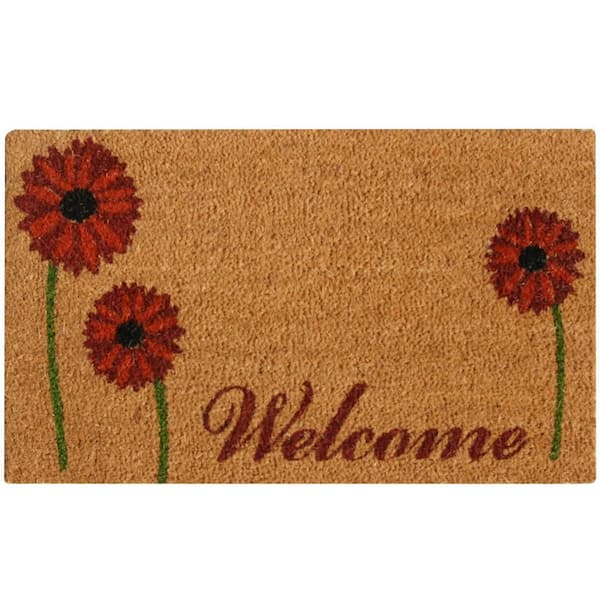 Rubber-Cal Field of Red Daisies 18 in. X 30 in. Welcome Flower Mat