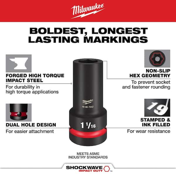Milwaukee SHOCKWAVE Impact Duty 3/4 in Drive 1-3/4 in Deep 6 Point