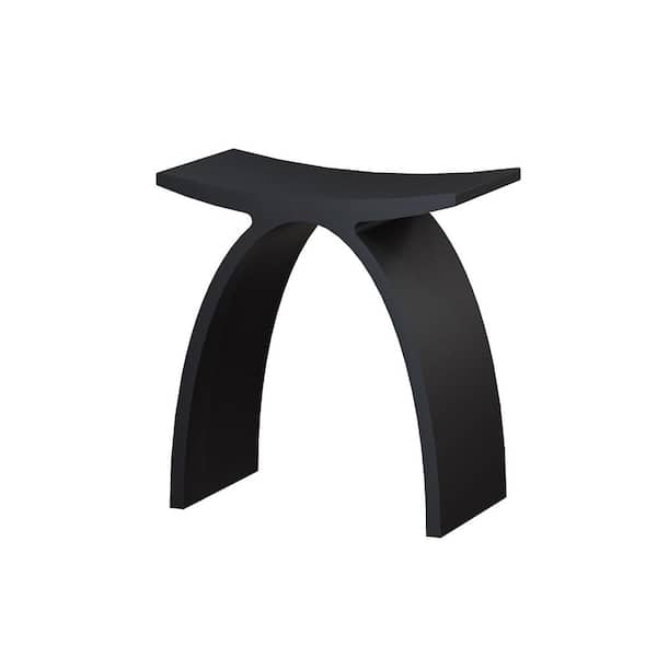 9 in. W Freestanding Solid Surface Shower Seat in Matte Black