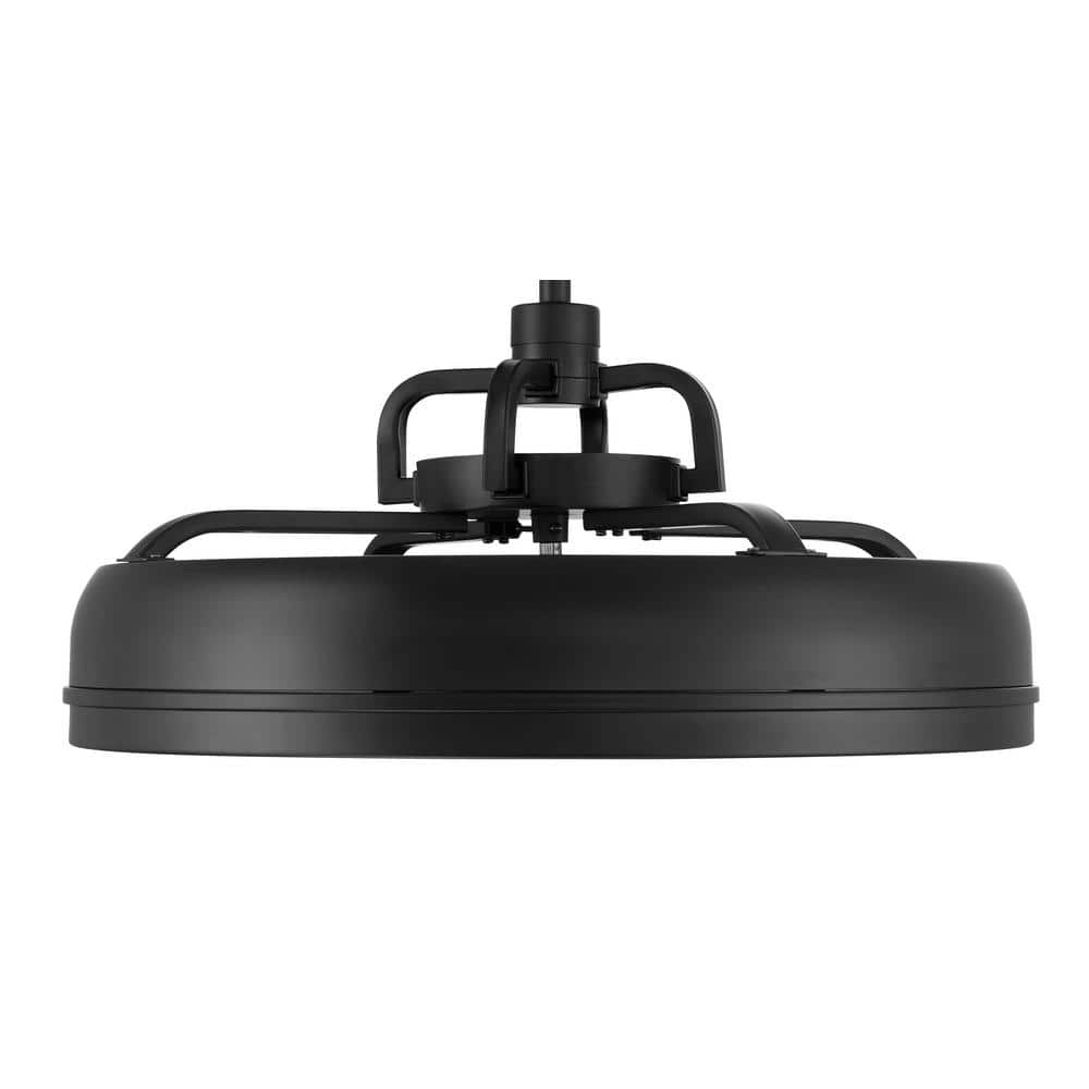 Taylor 24-Inch Flat Black Ceiling Fan with Frost White Glass Shade