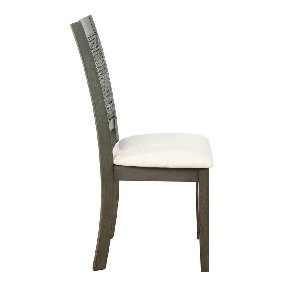 Walden Antique Grey Linen & Cane Back Dining Chair Set