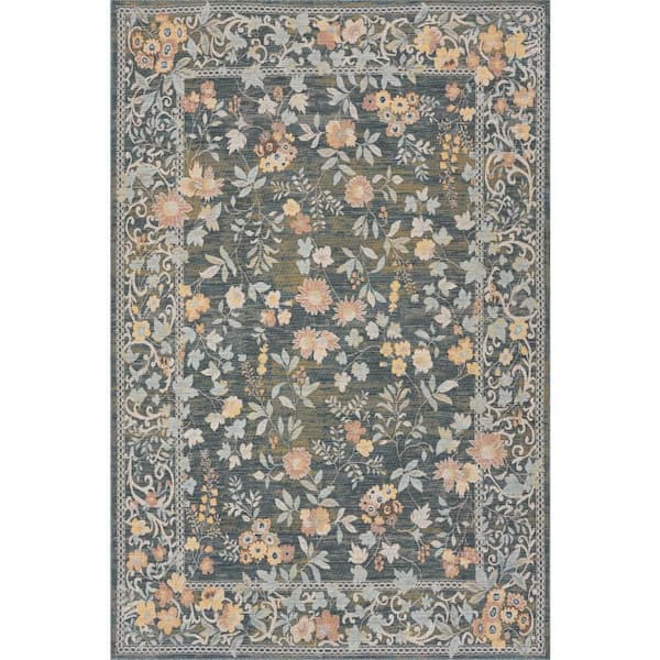 Selorae Transitional Blue 8 ft. x 10 ft. Outdoor Area Rug