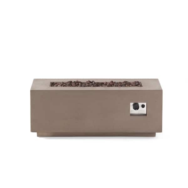 Boosicavelly 19 in. W x 40.25 in. L x 15 in. H Concrete Rectangle Gas Burning Outdoor Fire Pit in Light Grey