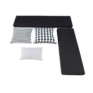 Rockhill Black Polyester Fabric Nook Cushion and Pillow Chair Pad 5-Piece Set