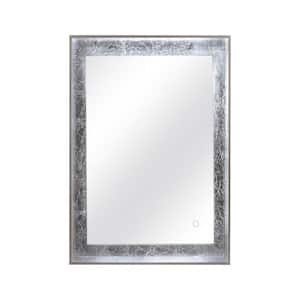 Apollo 24 in. x 32 in. Framed LED Wall Mounted Backlit Vanity Bathroom Mirror with Touch On/Off in Silver