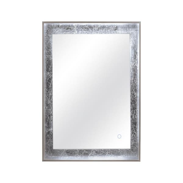 Dyconn Apollo 24 in. x 32 in. Framed LED Wall Mounted Backlit Vanity Bathroom Mirror with Touch On/Off in Silver