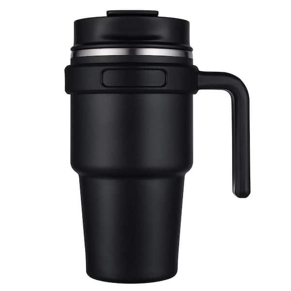 Unbranded 20 oz. Black Stainless Steel Insulated Coffee Mug Tumbler with  Handle, Double Wall Travel Cup with Lid 29ESA05658