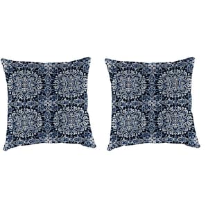 16 in. L x 16 in. W x 4 in. T Outdoor Throw Pillow in Dresden Midnight (2-Pack)