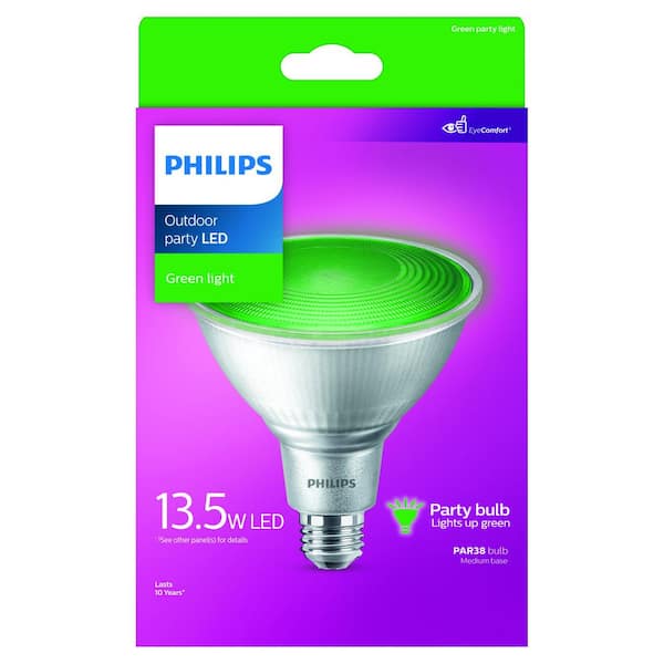 Philips 90-Watt Equivalent PAR LED Flood in Green - The Home Depot