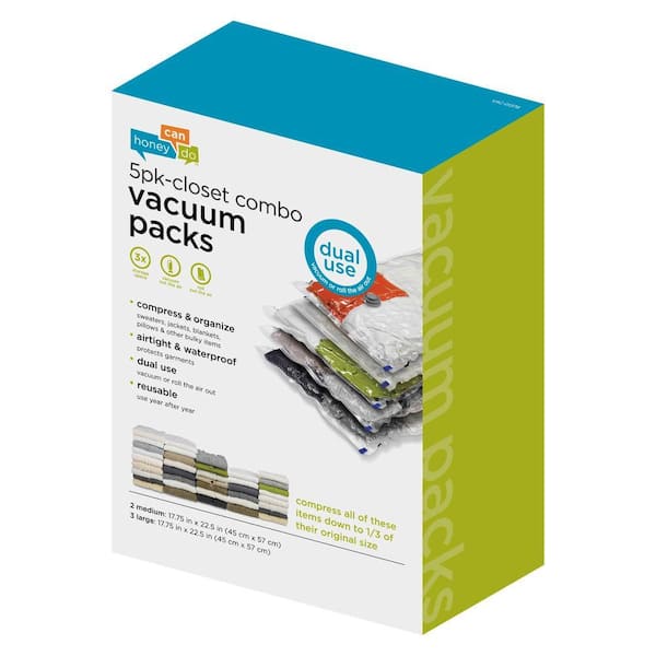 Reusable Vacuum Storage Bags (Large, 5 Pack) 