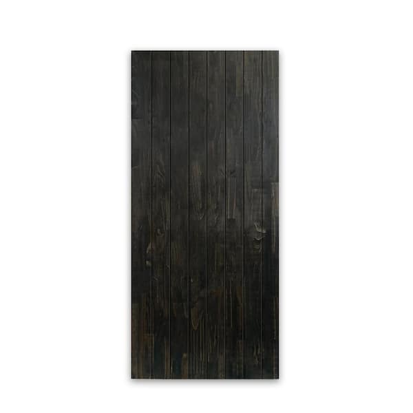 30 in. x 80 in. Hollow Core Charcoal Black Stained Pine Wood Interior Door Slab Slab