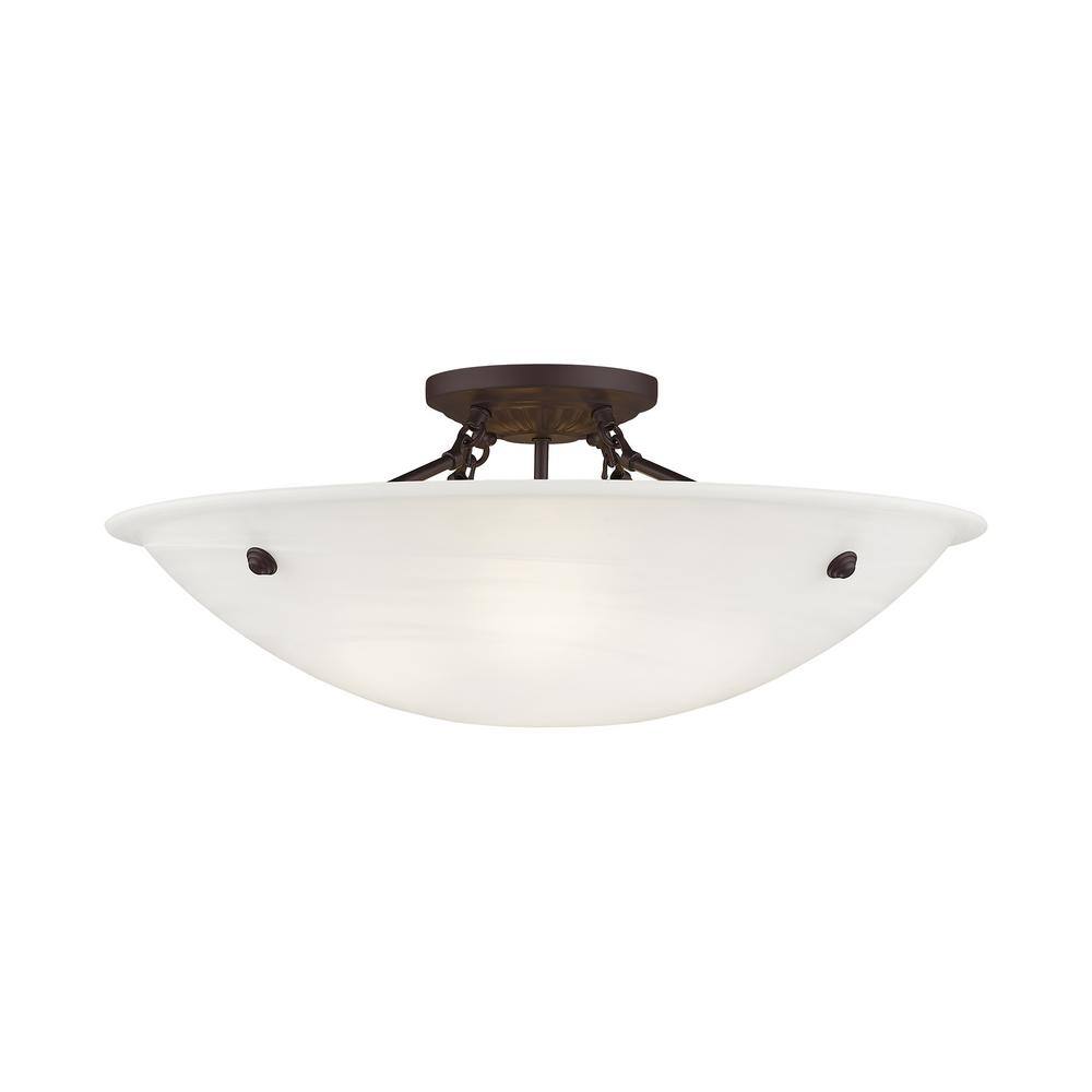Oasis Bronze 24" Ceiling Mount with White Alabaster Glass