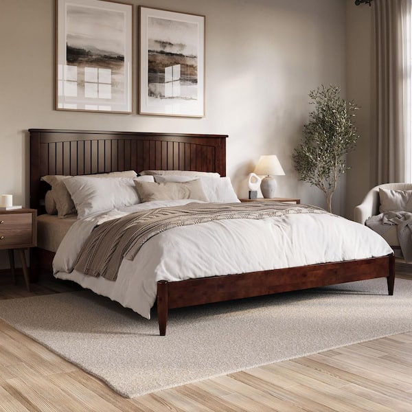 AFI Naples Walnut Brown Solid Wood Frame King Low Profile Platform Bed