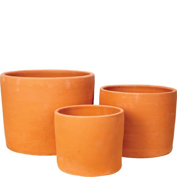 Unbranded 9, 12, 15 in. Set of 3 Terracotta Terracotta Cylinder Planters