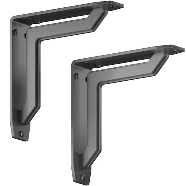 Starby Lucca Designer 8 in. L Black Iron Decorative Heavy Duty Shelf Bracket (2-Pack)