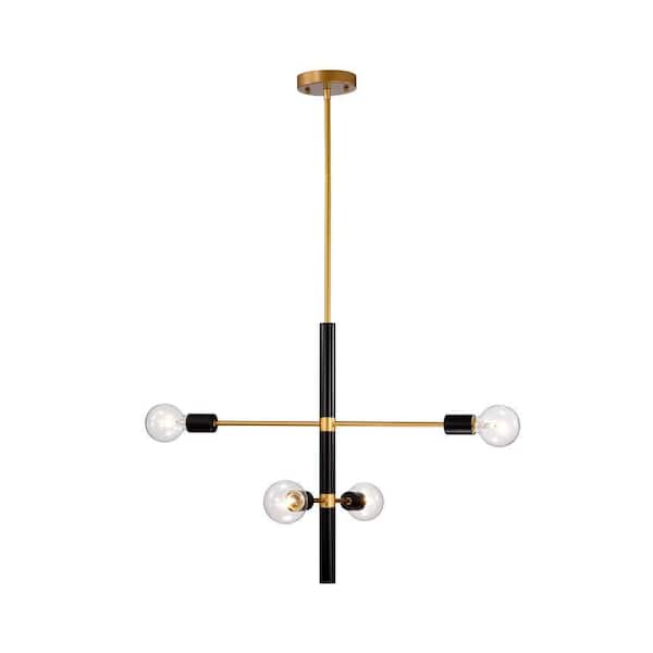 Warehouse of Tiffany Allisa 38 in. 4-Light Indoor Matte Black and Gold Chandelier with Light Kit