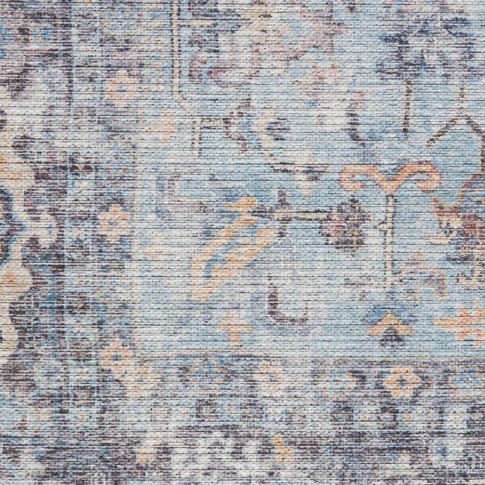 Light Grey and Blue Floral Cotton Chenille Rectangular Rug 6' x 9'