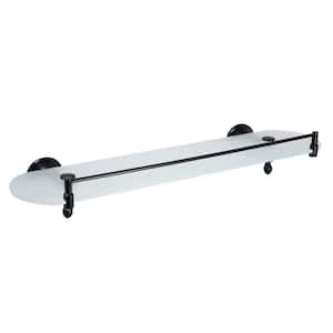 Antica 20 in. W Frosted Glass Shelf with Rail in Rubbed Bronze