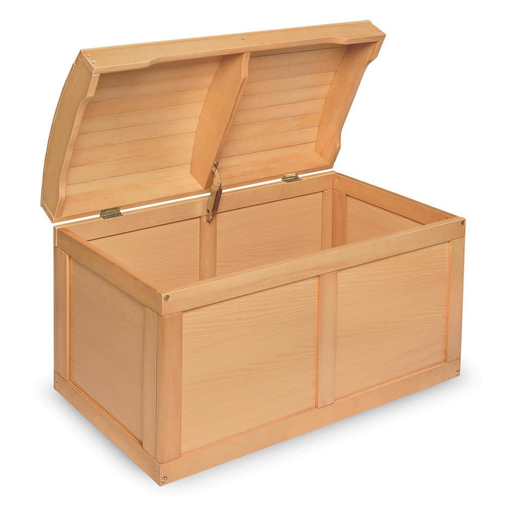 Natural Wood Barrel Top Toy Chest with Safety Hinge