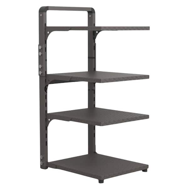 Black Adjustable Rack Heavy Duty Pot Pan Organizer Under Cabinet Kitchen Storage with 4 Shelves Gray