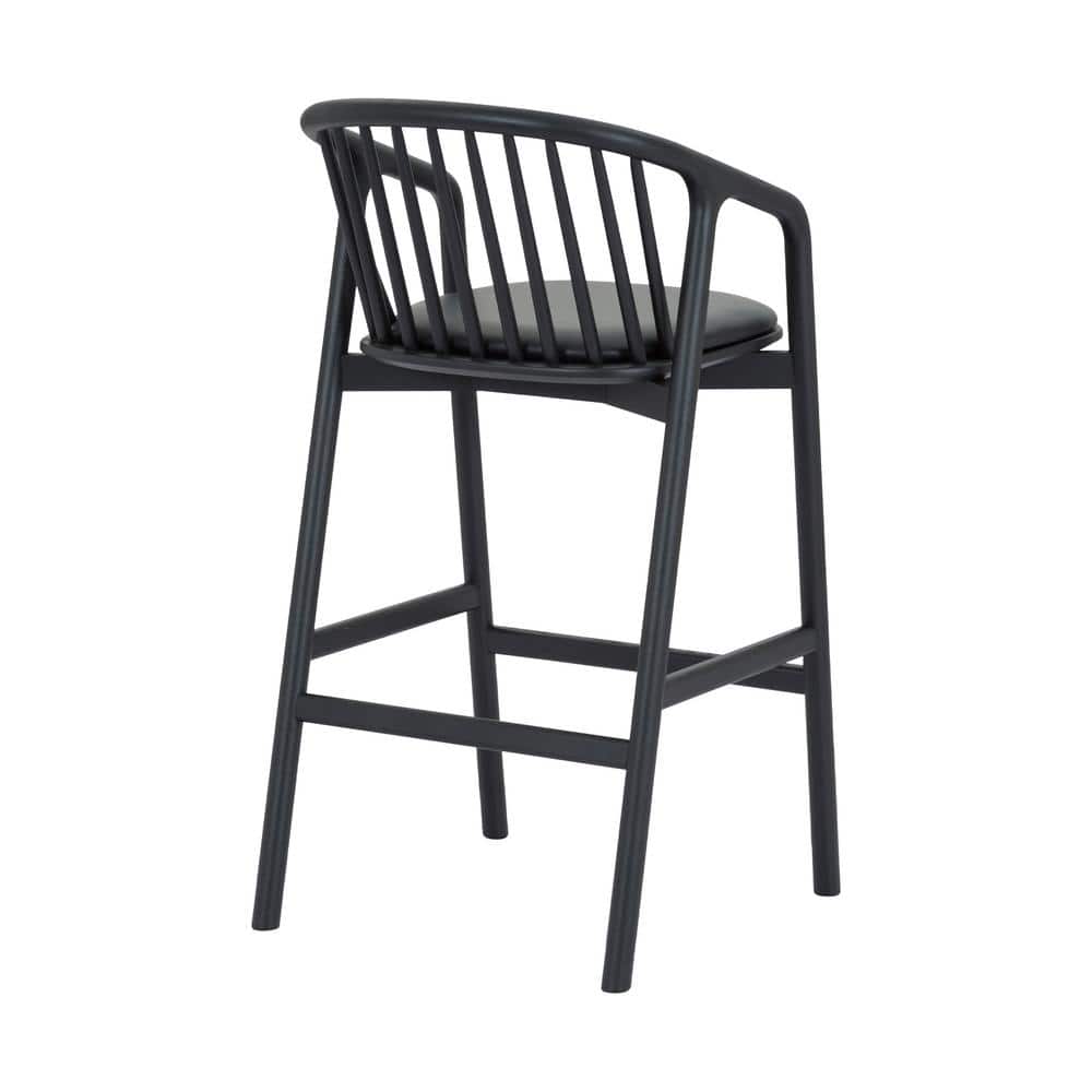 Markeith Black Oak and Faux Leather Counter Stool