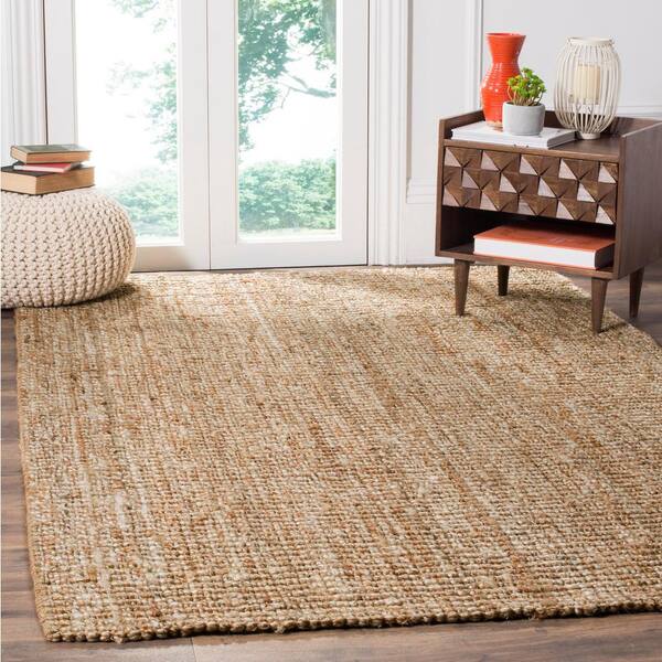 Natural Fiber Beige/Ivory 4 ft. x 4 ft. Woven Crosstitch Square Area Rug