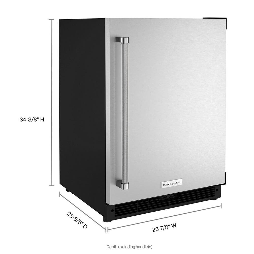 KitchenAid 24" Undercounter Refrigerator w/ Stainless Steel Door KURR114KSB on Fridge.com