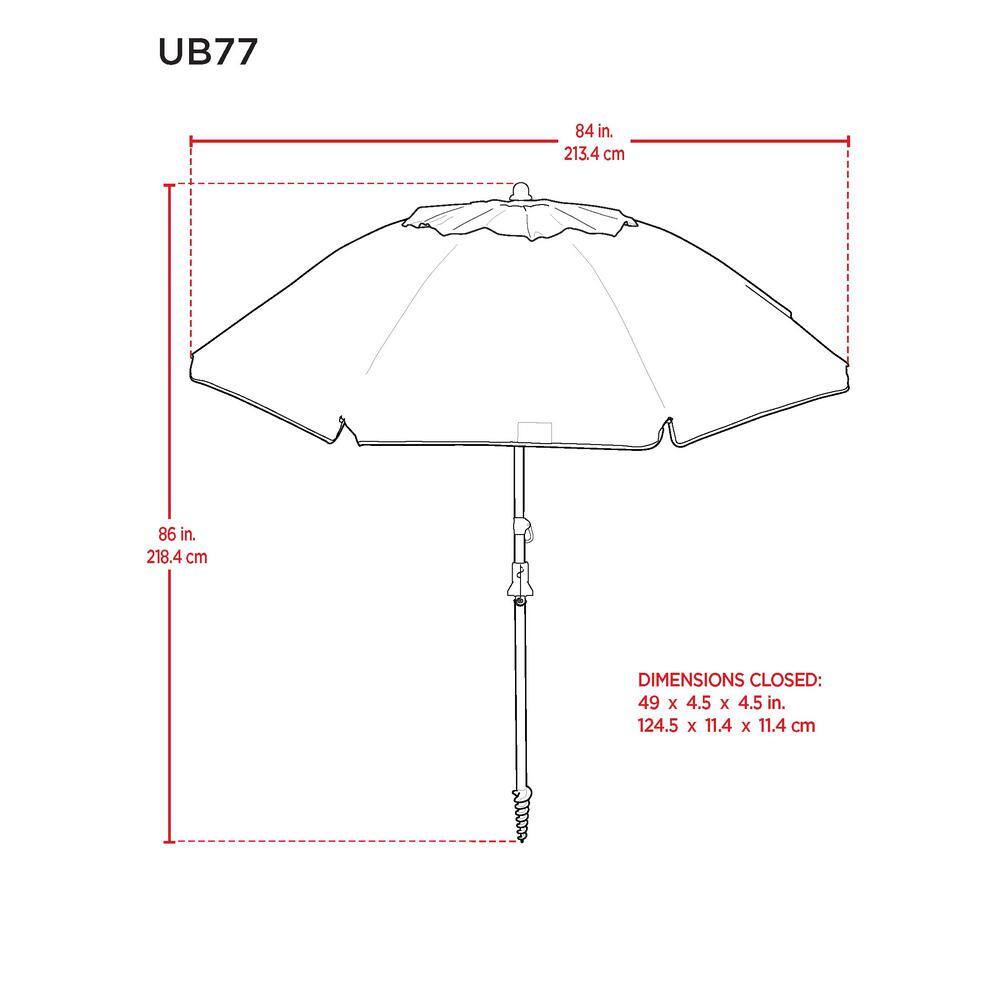 Rio Blue 7 ft Beach Umbrella with Sand Anchor
