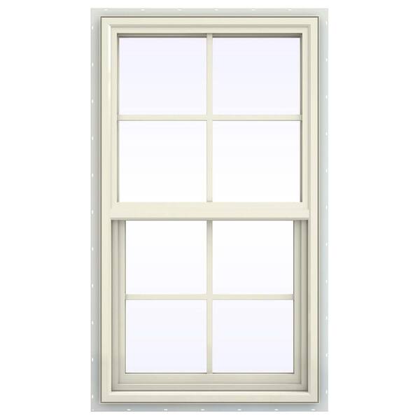 JELD-WEN 23.5 in. x 41.5 in. V-4500 Series Single Hung Vinyl Window with Grids - Yellow