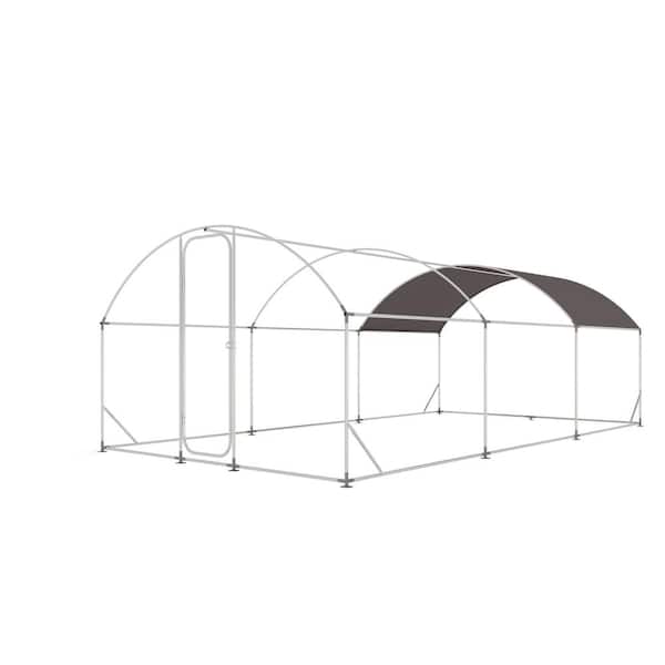 FIROMO 9.8ft.*19.7ft.*6.6ft. Galvanized Metal Walk-In Chicken Coop House Poultry Cage with Waterproof UV-Resistant Cover