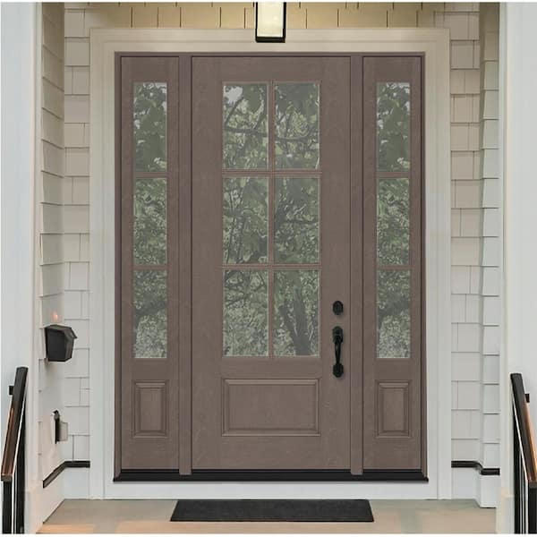 Regency 36 in. x 96 in. 3/4-6 Lite Clear Glass LH Ashwood Stain Mahogany Fiberglass Prehung Front Door dB 14 in.SL