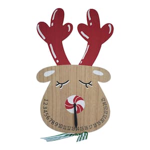19.5 in. Wood Christmas Reindeer Shaped Wall Christmas Countdown Calendar