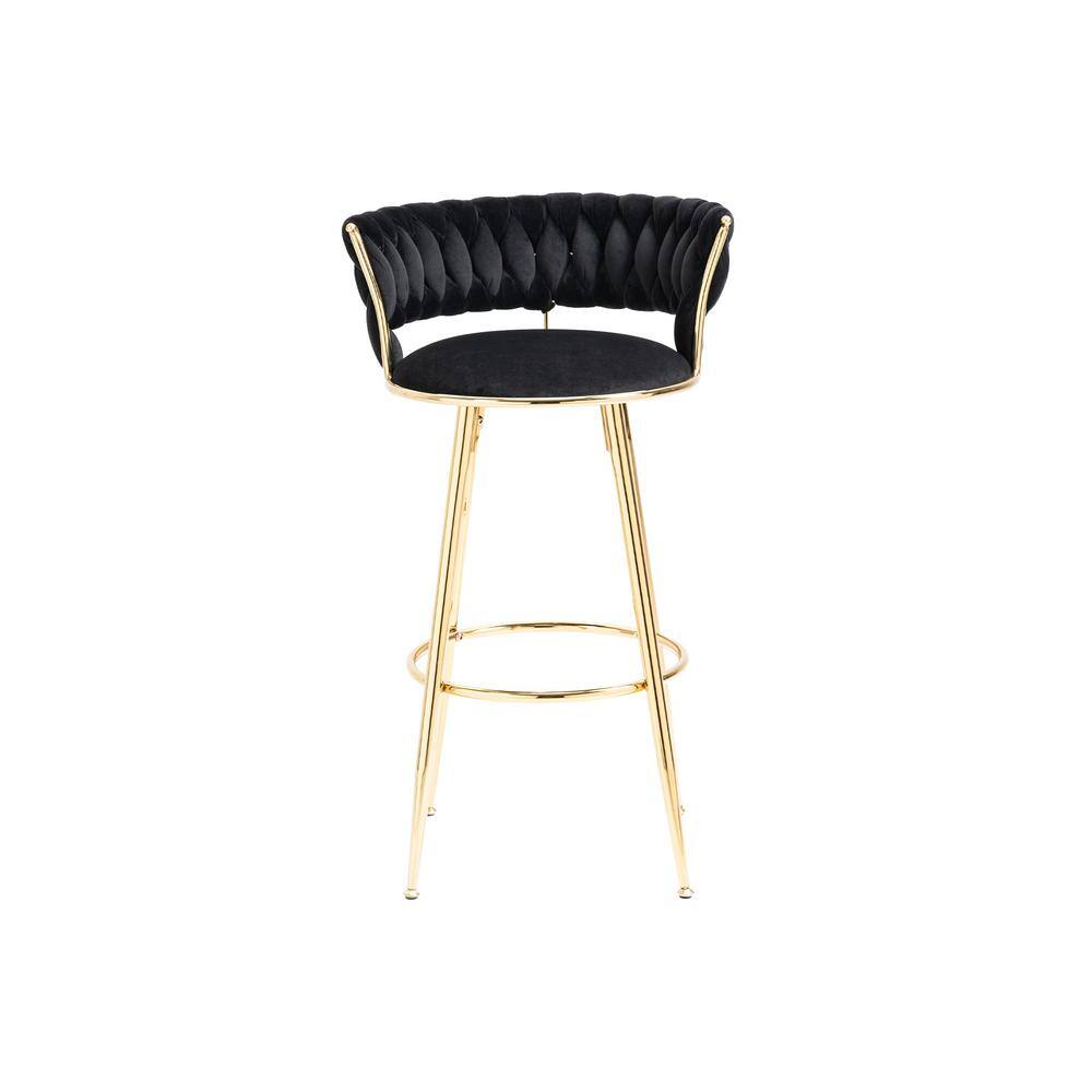 35.04 Inch Black Wood Bar Stools with Low Back and Footrest Counter