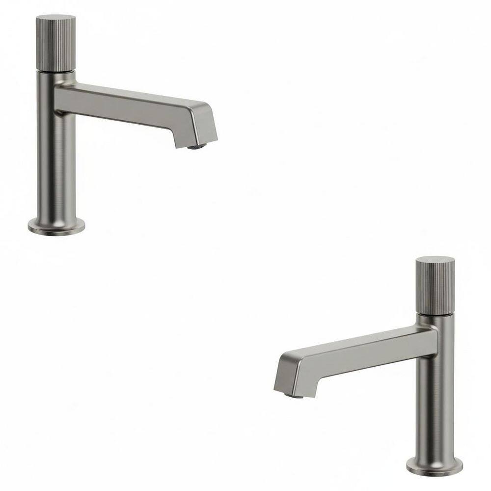 2 Pack 13 in. Height Modern 1-Handle Single Hole Bathroom Faucet Anti-Slip Handle in Brushed Nickel Drain Included price history on PriceWatchPro