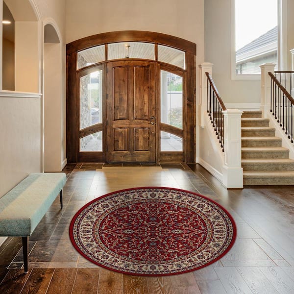 Jewel Kashan Red 5 ft. Round Area Rug