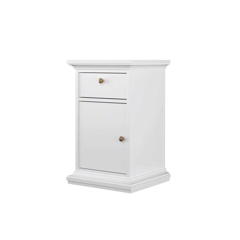 Sonoma Contemporary White Nightstand with Bronze Knobs
