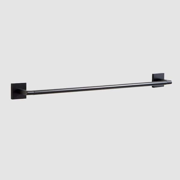 SIGNATURE HARDWARE Hibiscus 24 in. Wall Mounted Towel Bar in Matte Black