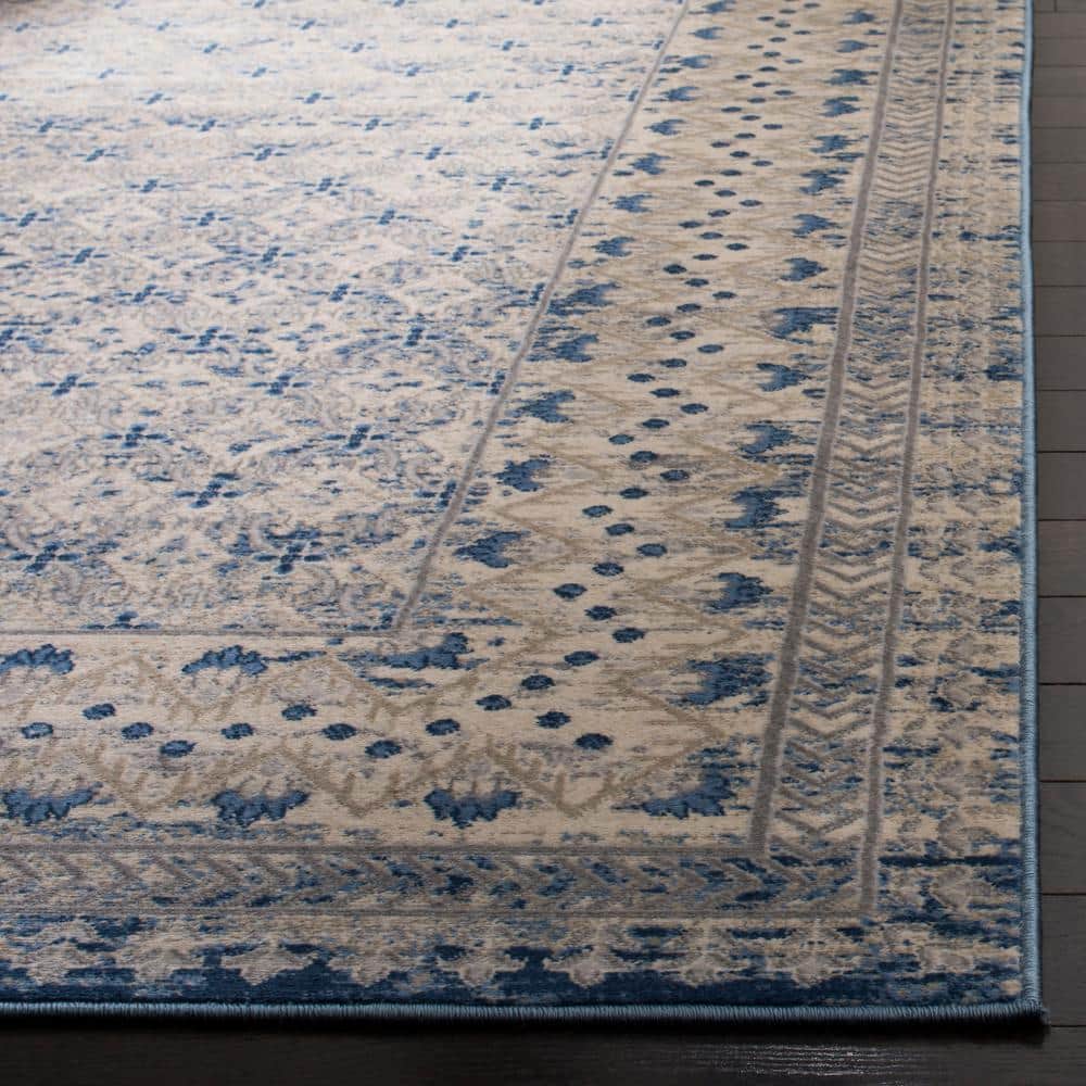 Elegant Brentwood 5' Square Light Grey/Blue Synthetic Area Rug