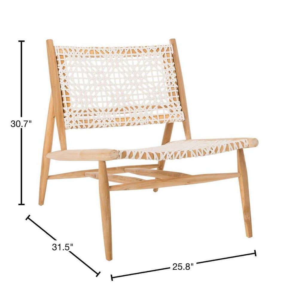 Transitional Off-White Leather Weave Side Chair in Light Oak