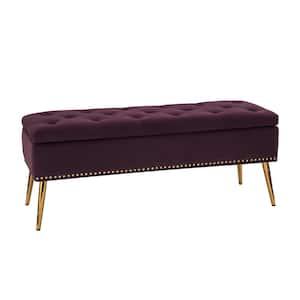 Hippolytus Classic Purple 45.5 in. Polyester Button-Tufted Storage Bedroom Bench with Nailhead Trim