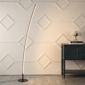 Malthe 71 in. Black Modern Contemporary Aluminum/Iron Arc Integrated LED Standard Floor Lamp, Black