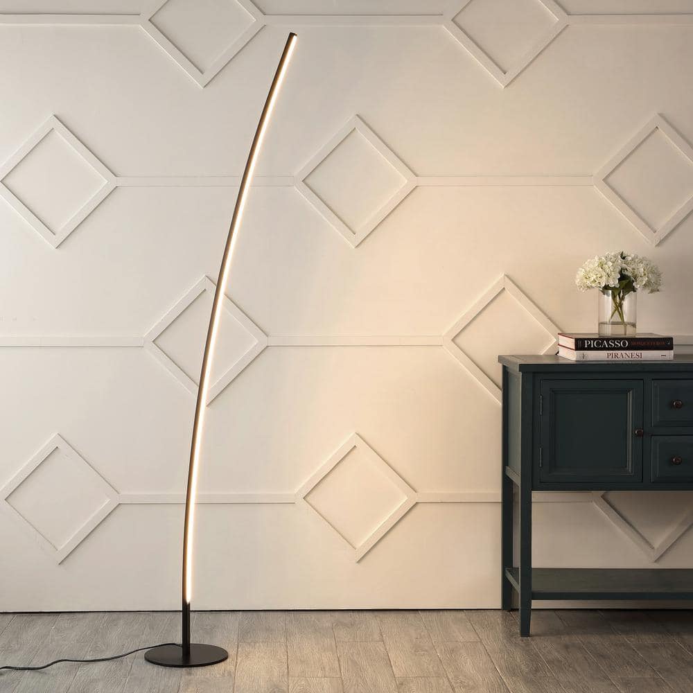 Malthe 71" Black Aluminum/Iron Arc LED Floor Lamp